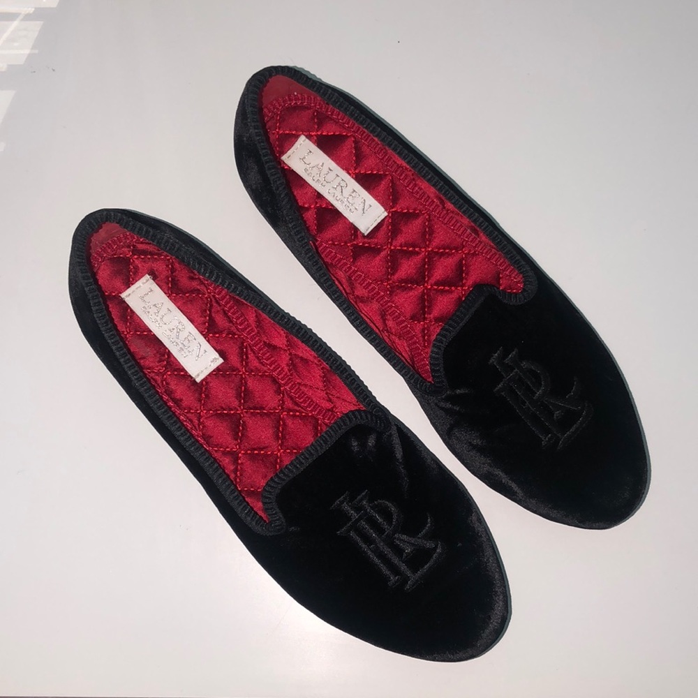 (7) Ralph Lauren Slippers Black Velvet
